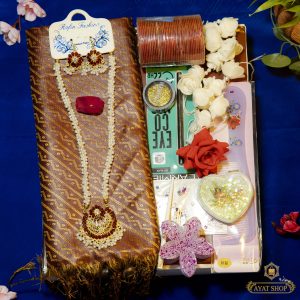 katan saree combo gift set for girls (maroon)