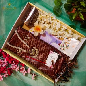 exclusive tangail 💝 maroon katan saree combo set