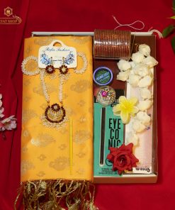 tangail soft hafslik saree yellow and red combo set for woman (premium quality)