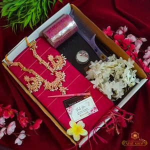 eid special hafsilk neon pink saree gift pack